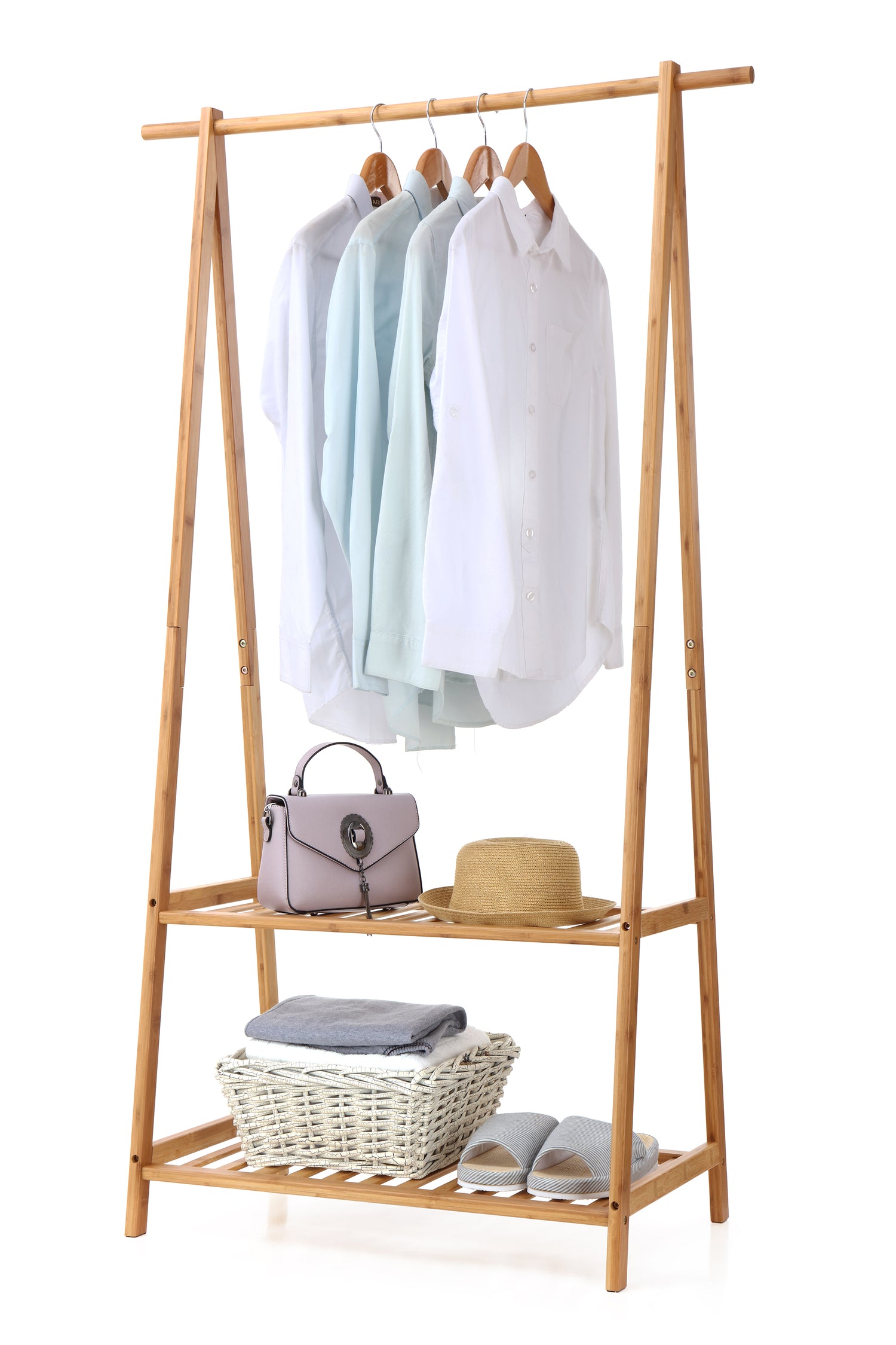 Ufine Bamboo Garment Rack 6 Tier Storage Shelves Clothes Hanging Rack with  Side Hooks, Heavy Duty Clothing Rack Portable Wardrobe Closet Organizer :  : Home & Kitchen